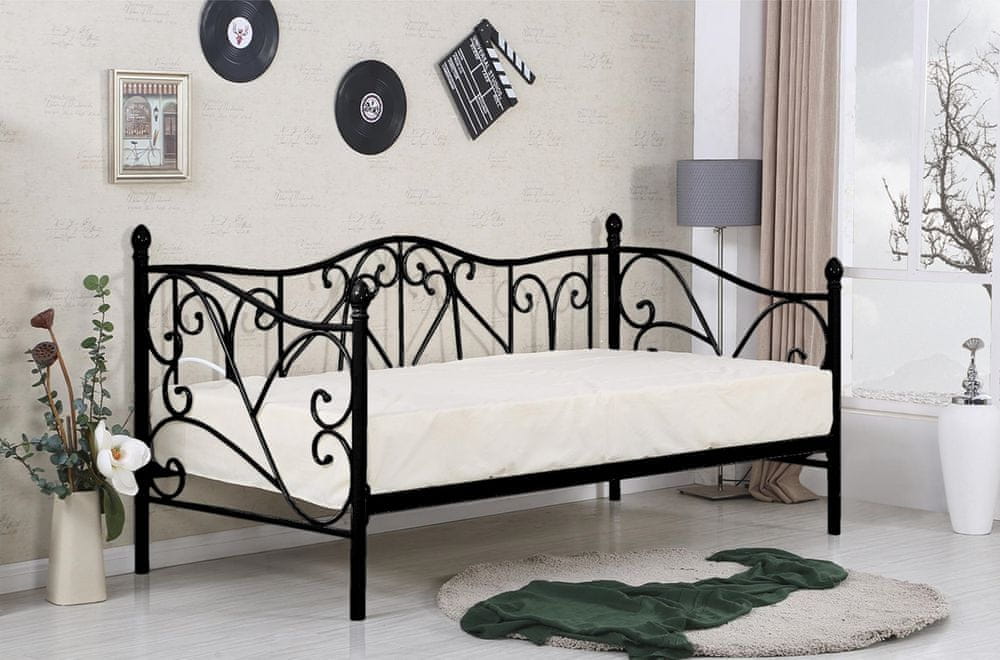 Halmar Kovová jednolôžková posteľ s roštom Sumatra 90 - čierna